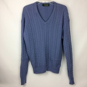 GREENWICH V-NECK CASHMERE BLUE SWEATER.